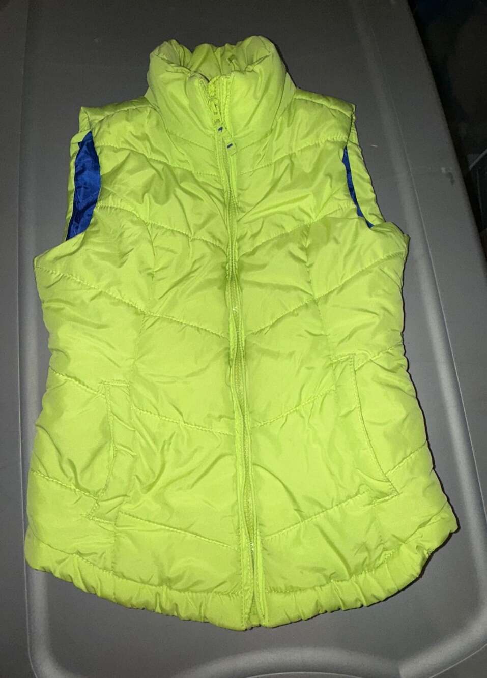 Aeropostale Puffer Vest Size XS Yellow Blue Full Zip